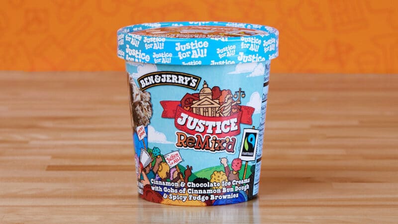 Ben and Jerry's demonstrates corporate social responsibility by advocating for racial justice.