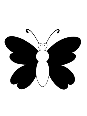 Black and white butterfly illustration