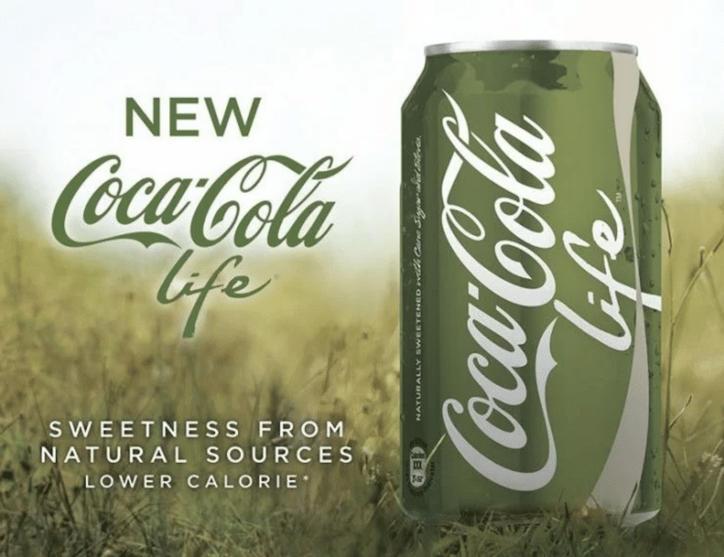 Greenwashing Coca-Cola ad misleadingly implying that "natural sources" means environmentally friendly.