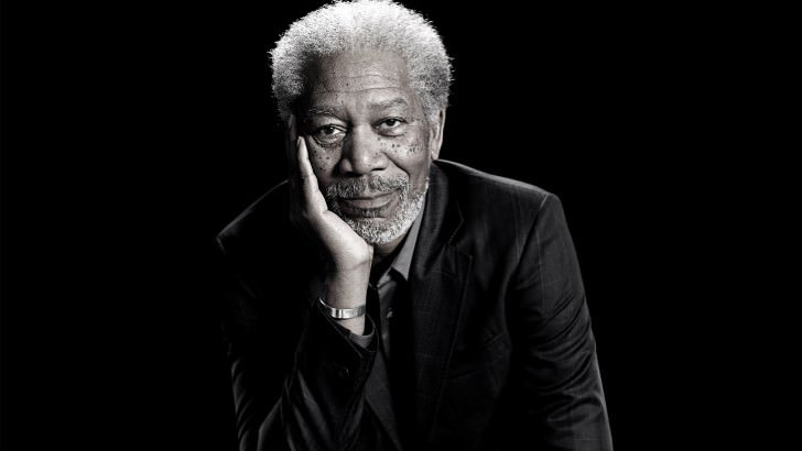 Black and white portrait of morgan freeman, a famous beekeeper