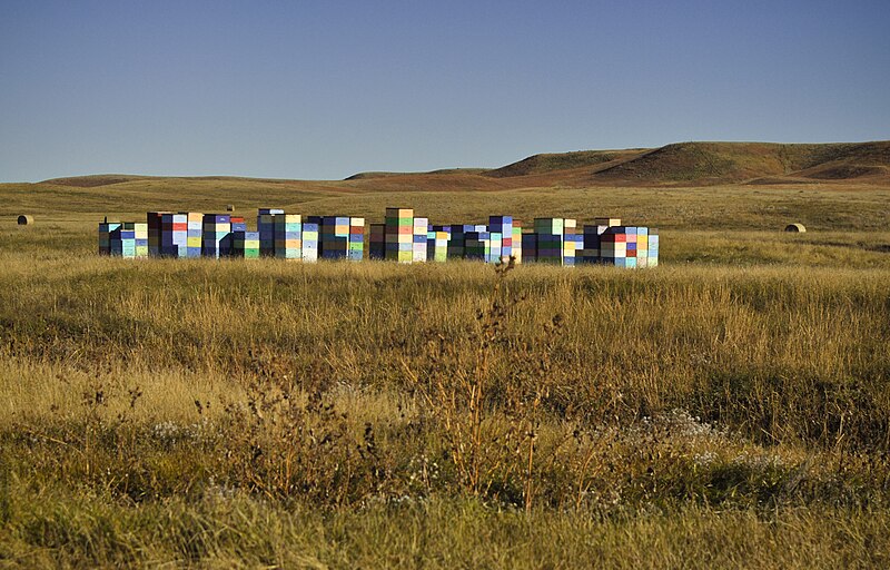 Beehives on a ranch in South Dakota.