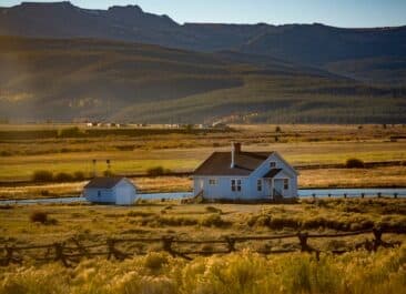 This solitary farm, in a golden valley, is an example of homesteading