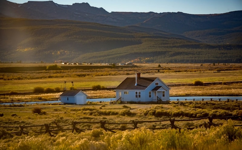 This solitary farm, in a golden valley, is an example of homesteading